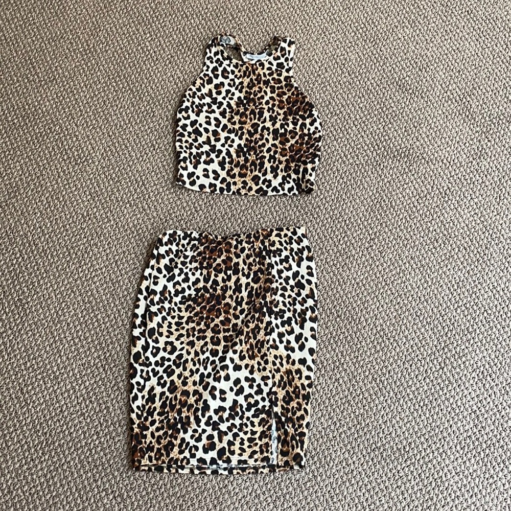 Charolette Russe cheetah print two piece, size SM